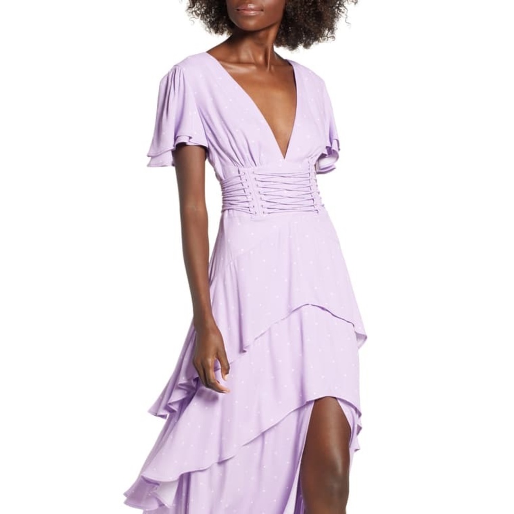 AFRM Micah Tiered Ruffle Corset Maxi Dress
